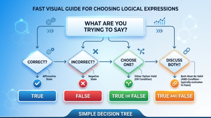 Decision tree for choosing true, false, true or false, or true and false.