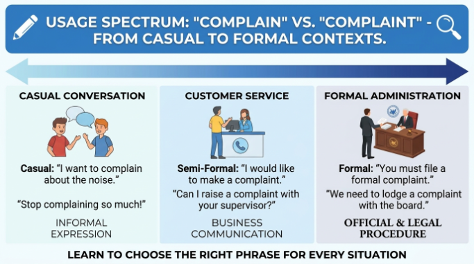A language register scale showing casual and formal ways to express dissatisfaction.
