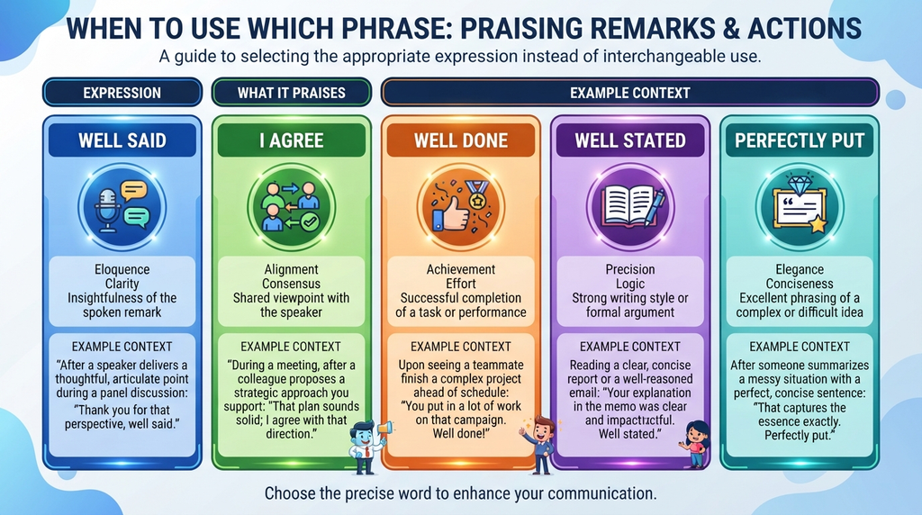 Comparison of English expressions for agreement and praise