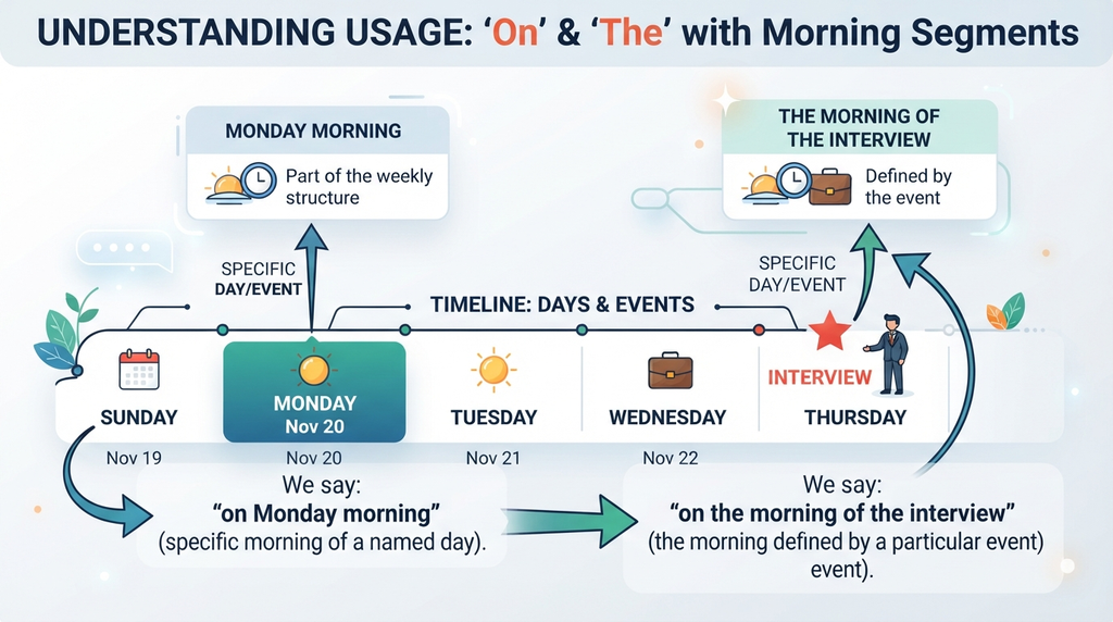 Timeline illustrating a specific morning connected to a date and an event