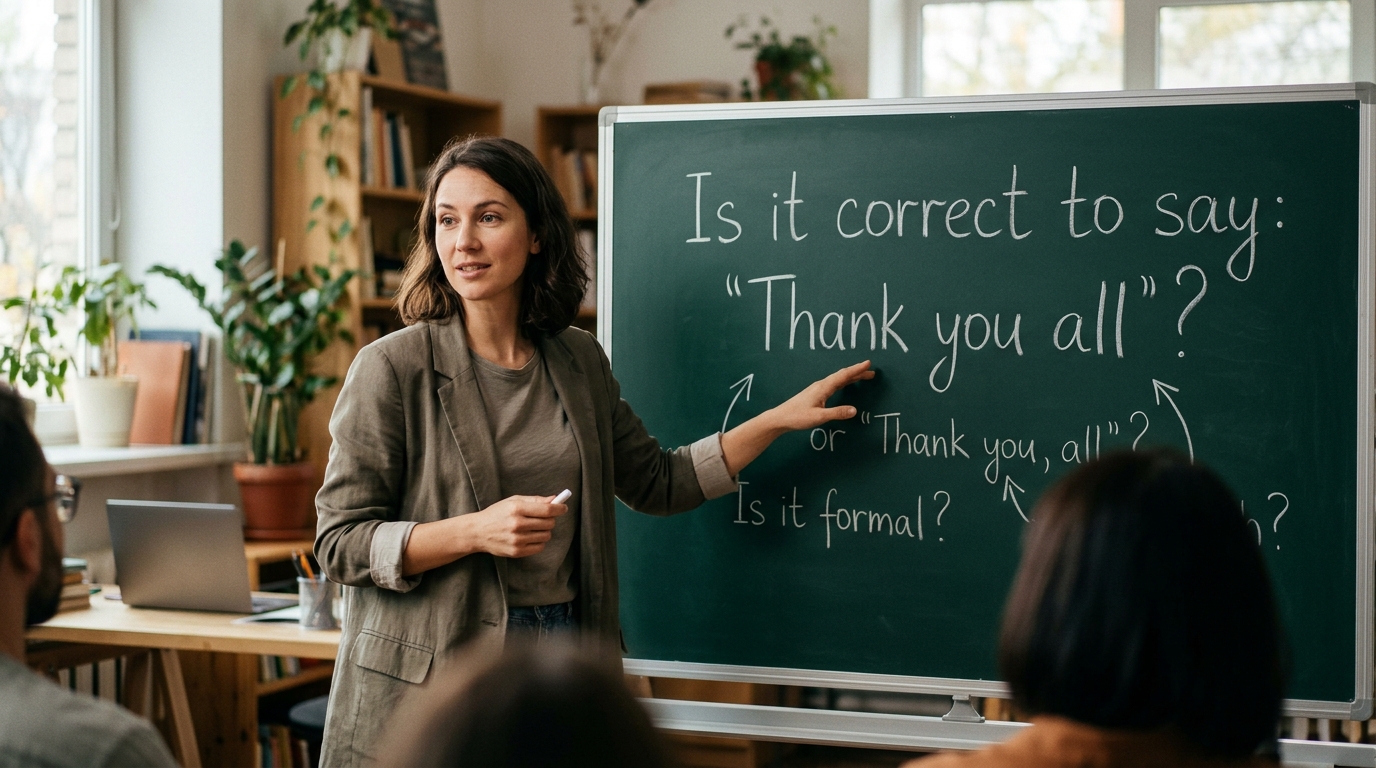 is it correct to say thank you all learn it here